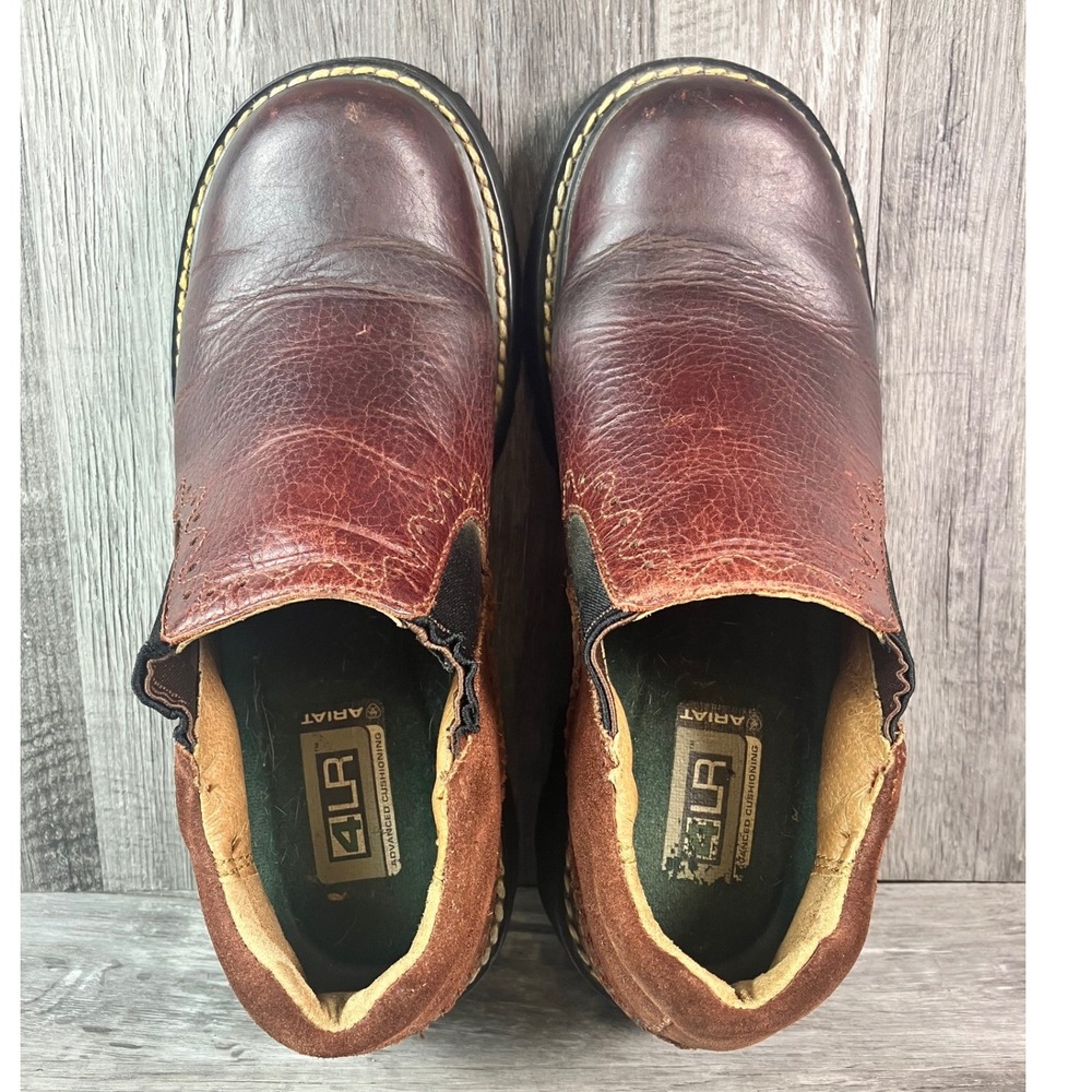 Ariat 16930 Brown Leather Suede Chunky Platform Slip On Clogs Shoes Womens 6.5 B - Picture 6 of 7